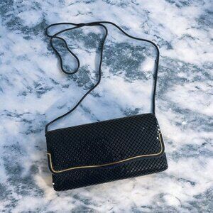 LA REGALE Vintage Navy Blue Chain Mesh Cocktail Bag w/ Strap
